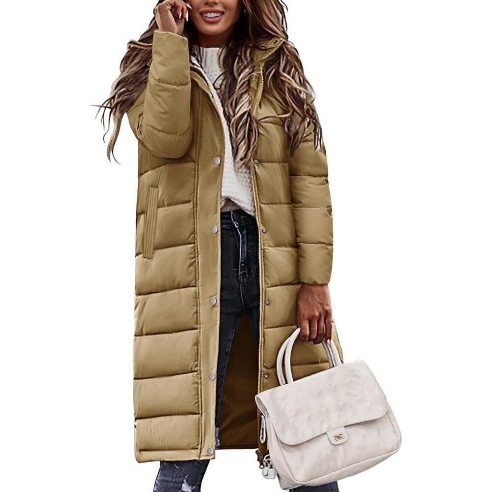 Womens Winter Long Puffer Coat Thicken Ladies Quilted Jacket Puffy Padded Zip Ho